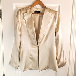 Whitney Eve Cream Silk Charmeuse Scallop Collar Jacket